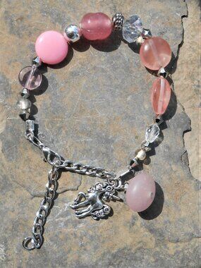 No.3 Handmade jewelery set : earrings ans bracelet with unicorn charm